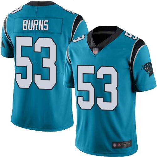 Men's Carolina Panthers #53 Brian Burns Blue Vapor Untouchable Limited Stitched Jersey